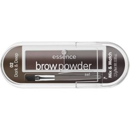 Essence Brow Powder Set zestaw do stylizacji brwi z pędzelkiem 02 Dark Deep 2.3g (P1)