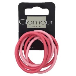 Glamour Gumki do włosów bez metalu Różowe 6szt (P1)