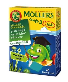 Möller's Omega-3 Rybki żelki z kwasami omega-3 i witaminą D3 dla dzieci Owocowe 36szt. (P1)