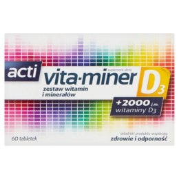 ACTI VITA-MINER D3 zestaw witamin i minerałów wzbogacony witaminą D3 suplement diety 60 tabletek (P1)