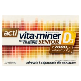 ACTI VITA-MINER Senior D3 zestaw witamin i minerałów wzbogacony witaminą D3 suplement diety 60 tabletek (P1)