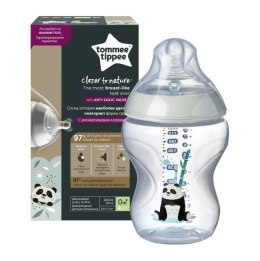 Tommee Tippee Closer To Nature butelka do karmienia ze smoczkiem silikonowym 0m+ Panda 260ml (P1)