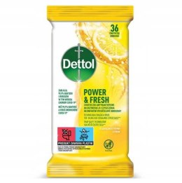 Dettol Power Fresh chusteczki antybakteryjne do dezynfekcji i czyszczenia Cytryna 36szt (P1)