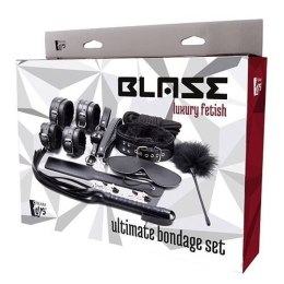 Blaze Ultimate Bondage Set zestaw kajdanki x2 + maska + pejcz + bicz + piórko + obroża ze smyczą + knebel + klamerki na sutki + 
