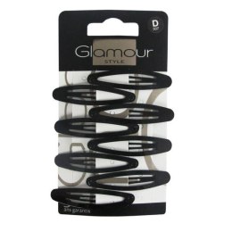 Glamour Owalne spinki do włosów Czarne 8szt (P1)